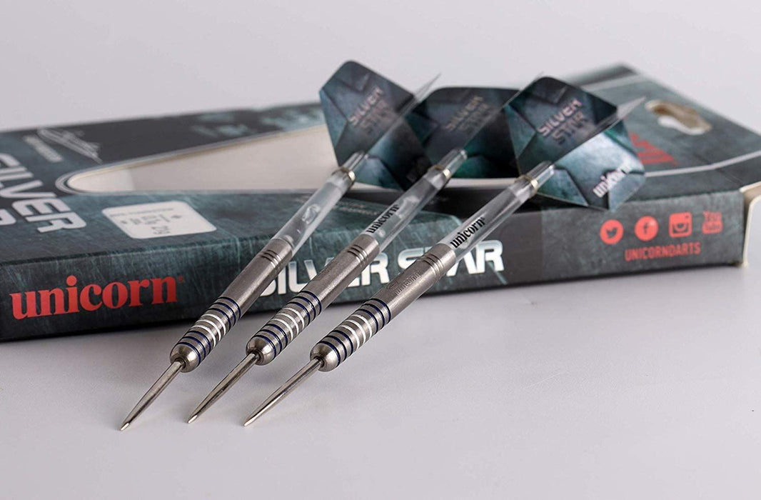 Unicorn Silver Star Darts Set Plastic Tip Gary Anderson Tungsten Gripper Shafts