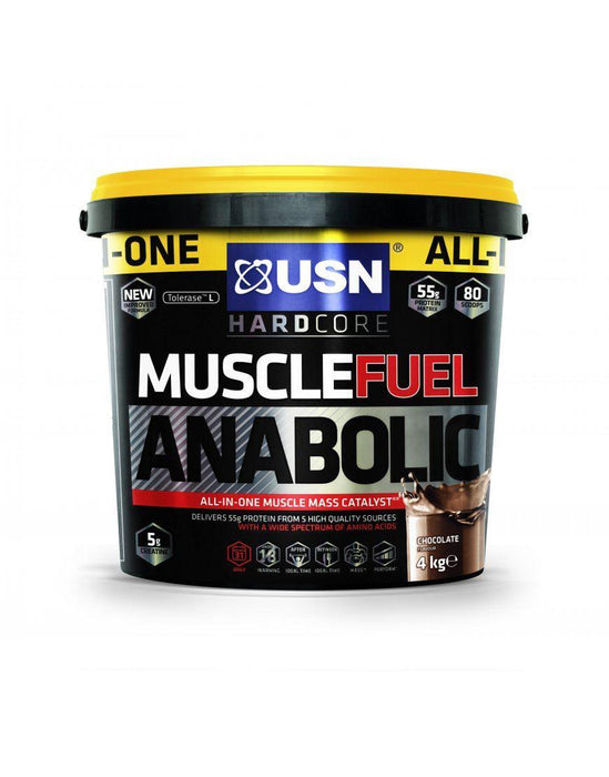 USN Muscle Fuel Anabolic All In One Muscle Mass And Growth Shake Powder - 4kg-Chocolate