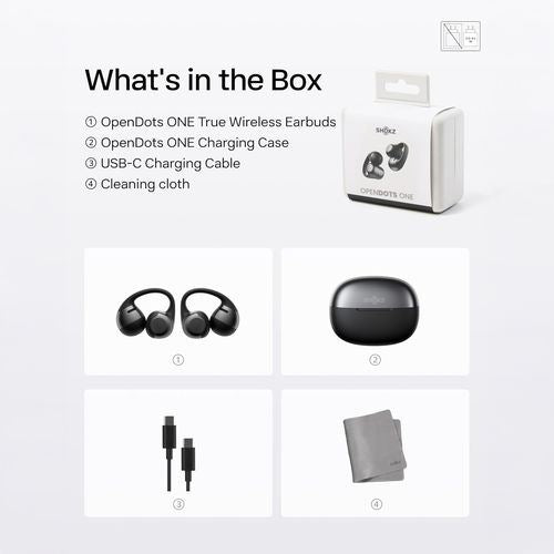 Shokz OpenDots One Bluetooth Open Ear Earbuds & Wireless Headphones - Black