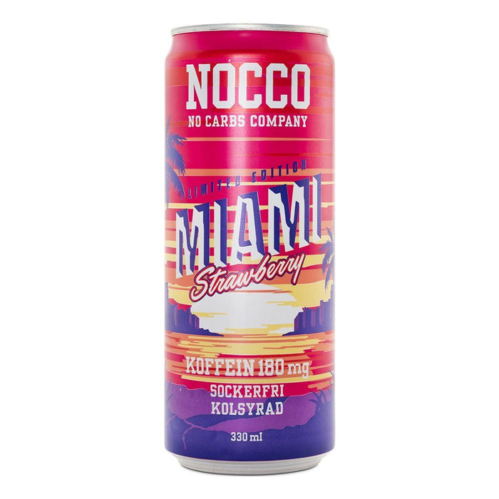 Nocco BCAA+ Cans Caffeine Free Energy Drink - 330ml x 24 - Miami Strawberry