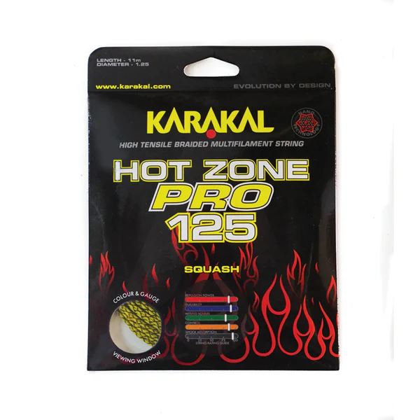 Karakal Hot Zone Pro 125 Squash Racket String Braided 110m Coil - Yellow/Black