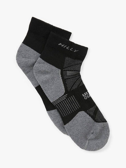 Hilly Mens Supreme Anklet Cushioned Sports Running Socks - Black / Grey Marl