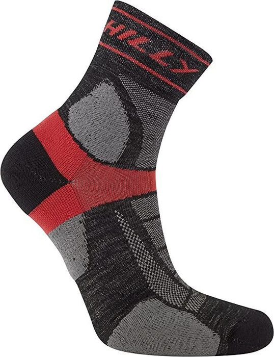 Hilly Trail Anklet Socks Medium Cushion Sports Running Black/Red - 3 Pairs for 2Hilly