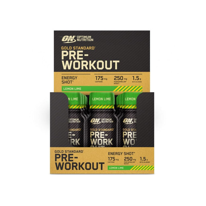 Optimum Nutrition Gold Standard Pre - Workout Shot Energy Supplement 60ml x 12 - Lemon LimeOptimum