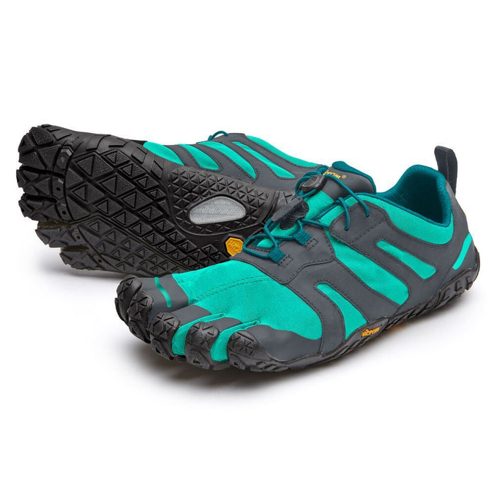 Vibram V-Trail 2.0 Womens Mega Grip Five Fingers Barefoot Feel Shoes Trainers - Blue/Green
