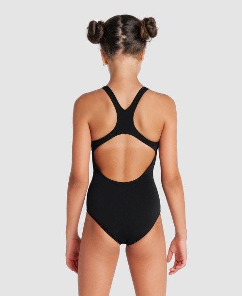 Arena Team Girls Swim Pro Solid 50+ UV Protection Sports Swimwear - Black