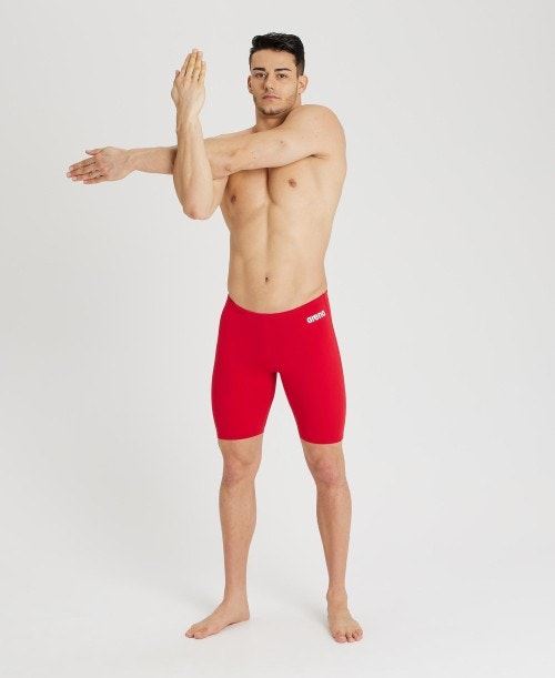 Arena Team Men Swim Jammers Quick Dry 50+ UV Protection Athletic Swimsuit - Red