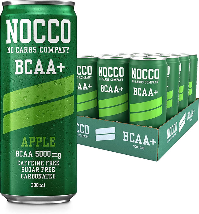 Nocco BCAA 12 x 330ml Caffeine & Vitamin Drinks With Green Tea Extract - Apple