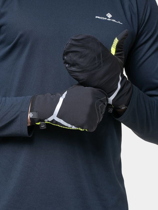 Ronhill Running Gloves – Wind-Block Convertible Glove Thermal & Reflective - Fluo Yellow