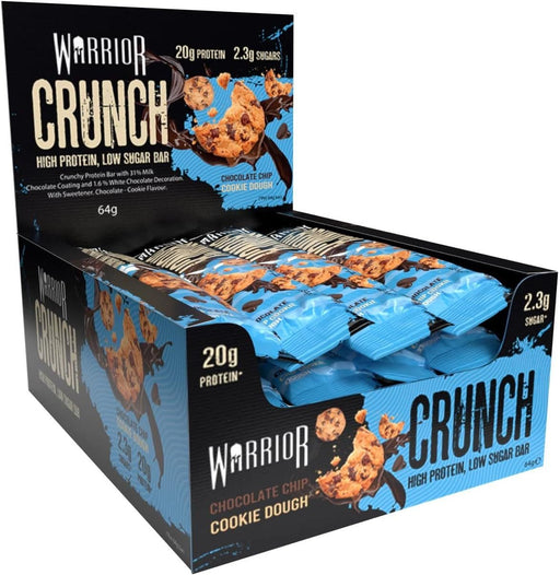 Warrior Crunch Bars High Protein Low Carbs Muscle Grow Choc Chip Cookie 12 x 64gWarrior