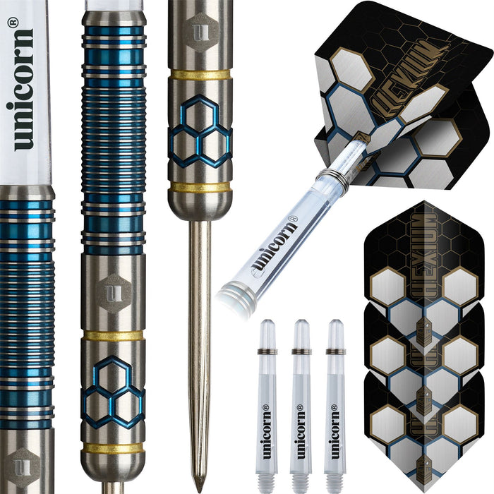 Unicorn Darts Hexium Blue & Gold Style 2 Steel 90% Tungset Tip Dart Set