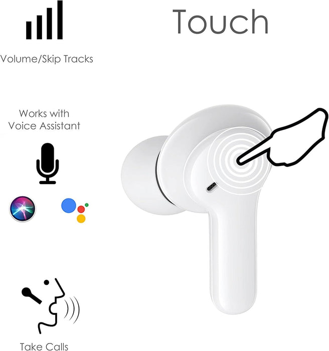 Bassline Compact True Wireless Ear Buds Sweat Proof 27 Hours Play Time White