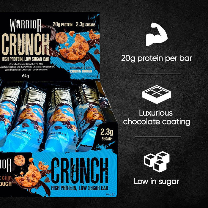 Warrior Crunch Bars High Protein Low Carbs Muscle Building Gym Training 12 x 64g