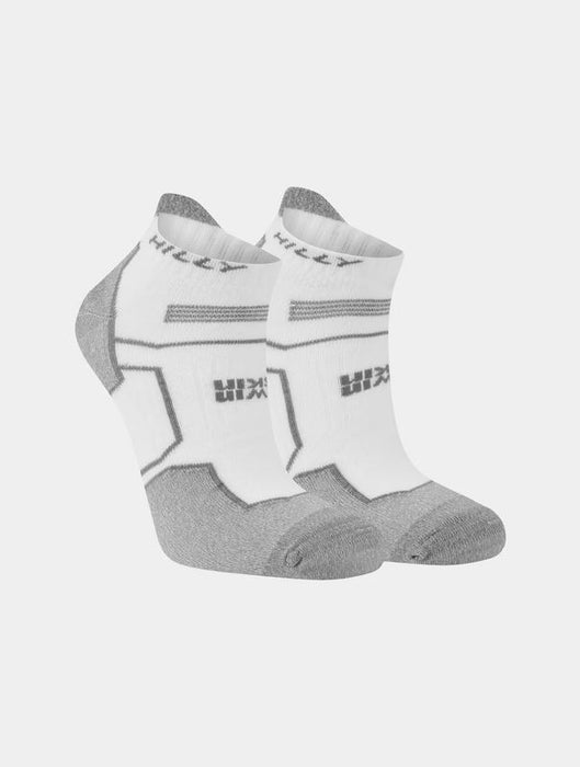 Hilly Ladies Twin Skin Socklet Anti Blister Breathable Running Socks - White/Grey/Marl