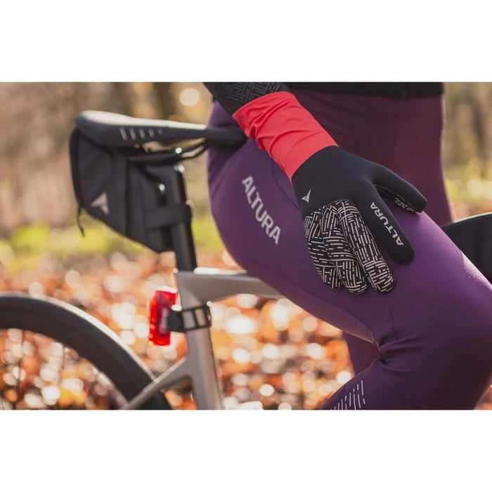 Altura Nightvision Windproof Fleece Cycling Gloves Thermal Grip Reflective - Black