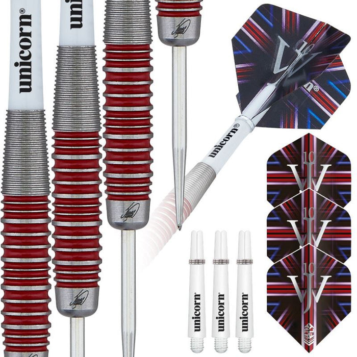 Unicorn James Wade The Machine 90% Tungsten Steel Tip Darts 22/24/26g Silver/Red