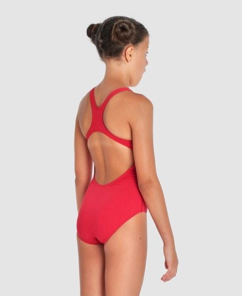 Arena Team Girls Swim Pro Solid Quick Dry Athletic Swimming Suit One Piece - Red