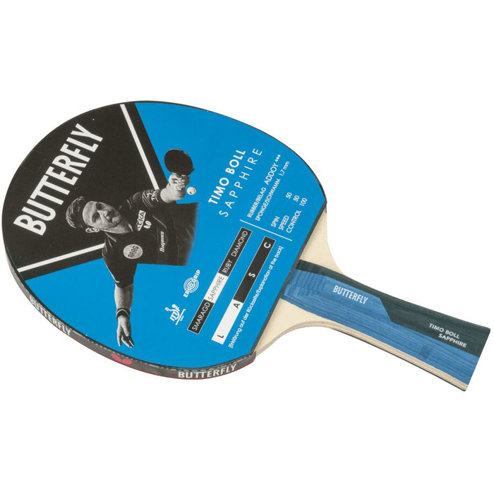 Butterfly Table Tennis Bat Timo Boll Sapphire Addoy 1.7mm Rubber 5 Ply Blade