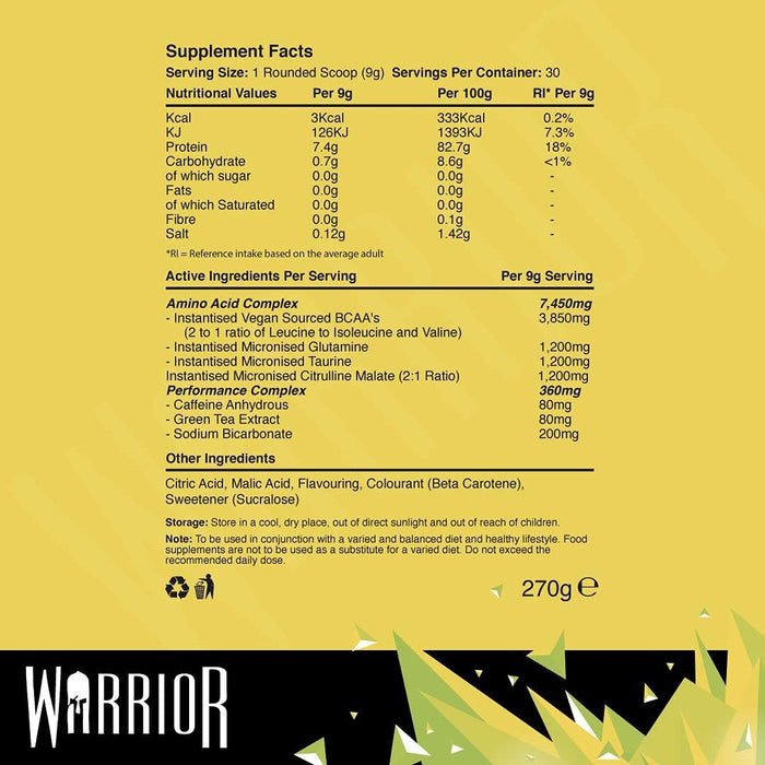 270g Warrior Amino Blast BCAA Protein Powder Muscle Gainer Energy Supplement