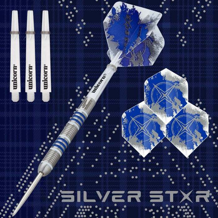 Unicorn Gary Anderson Silver Star Steel Tip Darts 80% Tungsten