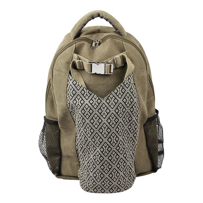 Fitness Mad Yoga Mat Backpack Essentials Bag - Khaki