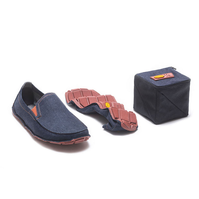 VIBRAM MENS ONE QUARTER MIURA JEANS - DARK BLUE/BRICK