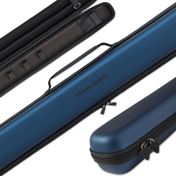 PowerGlide Svartur Metallic Snooker Pool 2 Piece Cue Case - Blue