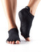 Toesox Half Toe Low Rise Pilates Yoga Grip Socks Barefoot BlackToeSox