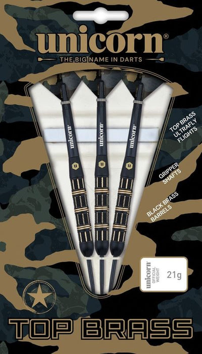 Unicorn Top Brass Style 1 Darts Ultrafly Flights Gripper Shafts Strong Tip