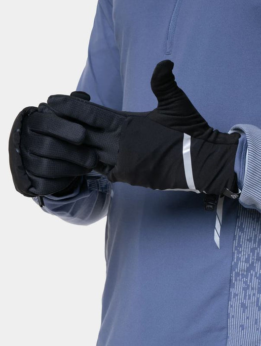 Ronhill Running Gloves – Wind-Block Convertible Glove Thermal & Reflective - Black