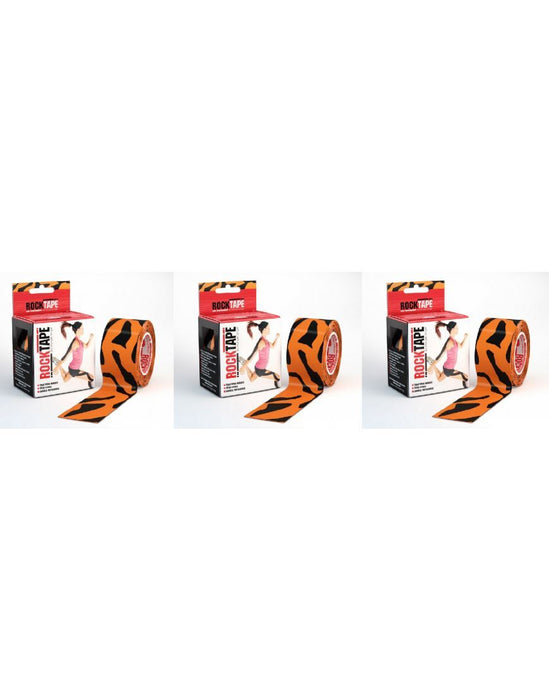 Rocktape Strong Adhesive Kinesiology Tape Patterned Roll - Tiger x 3