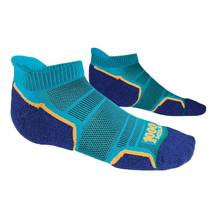 1000 Mile Mens Run Socklet Arch Bracing Secure Fit Twin Pack Kingfisher/Navy