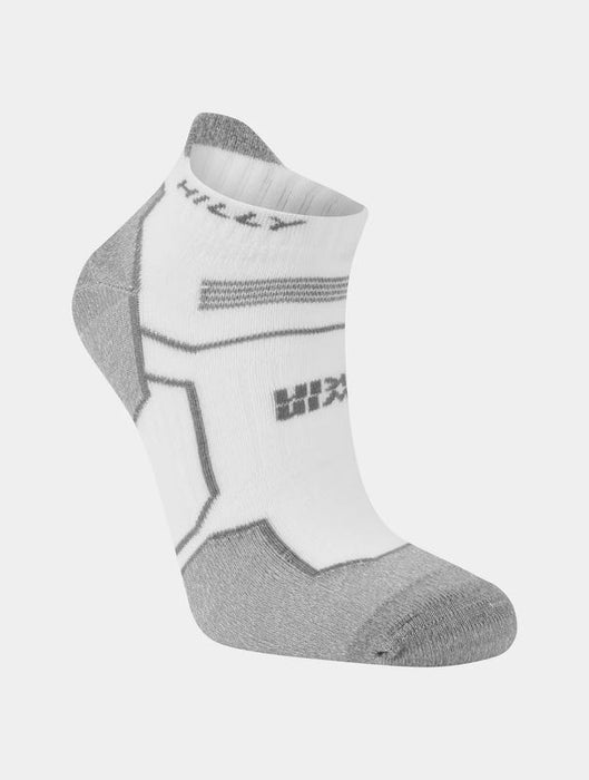 Hilly Ladies Twin Skin Socklet Anti Blister Breathable Running Socks - White/Grey/Marl