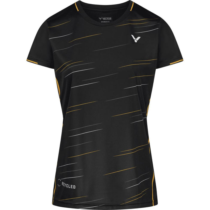 Victor T-Shirt T-24100 C Wicking Cool Dry Indoor Outdoor Sports Women Black Tee