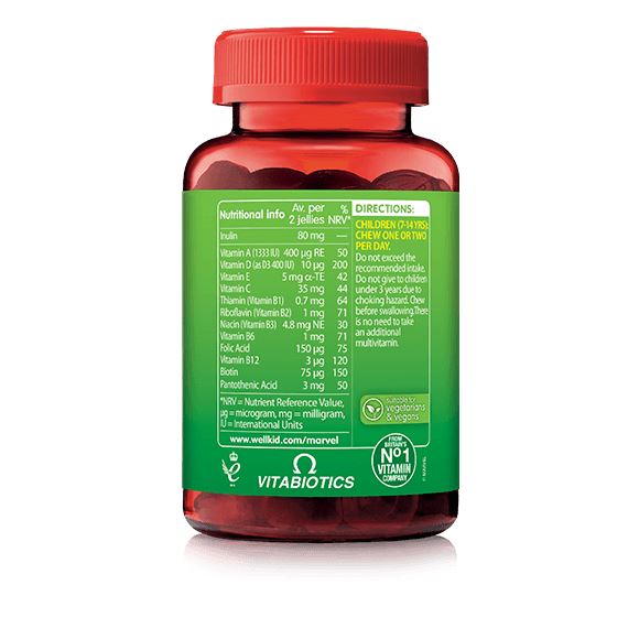 Vitabiotics Wellkid Marvel Multi Vitamins Strawberry Gummies Vegan 50 Pills