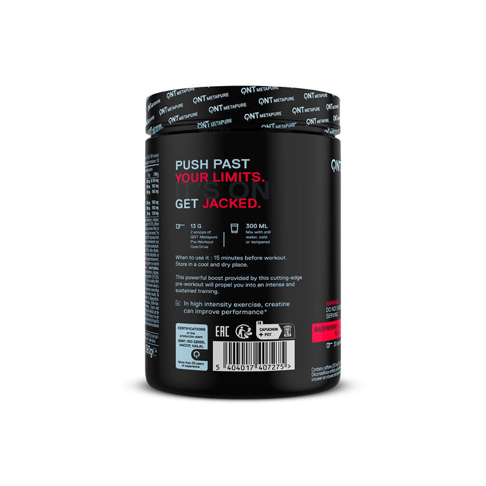 QNT Pre Workout Overdrive Performance Powder 390g - Raspberry