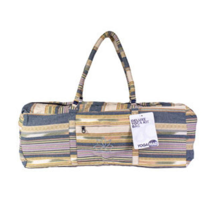 Fitness Mad Striped Powerloom Yoga Kit Bag – Yoga Mat & Pilates Carrier - Blue