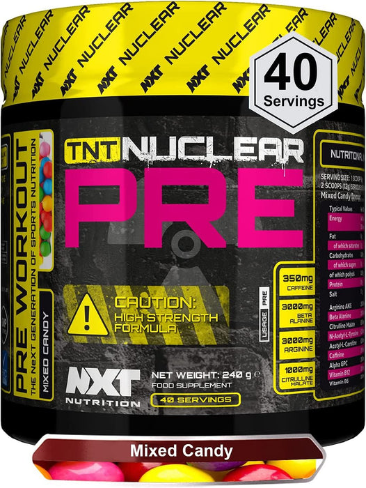 NXT TNT Nuclear Extreme Pre Workout Energy Powder 240g - Mixed CandyNXT