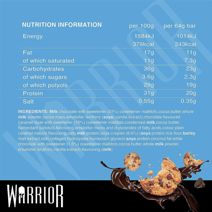 Warrior Crunch Bars High Protein Low Carbs Muscle Building Gym Training 12 x 64g