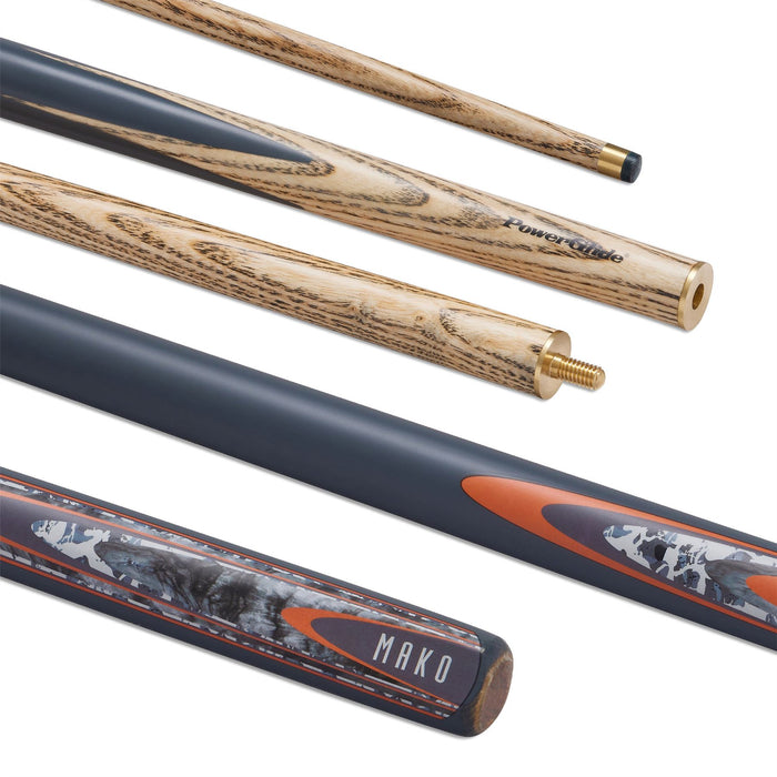 PowerGlide Mako Ash Snooker Cue 2-Piece 10mm Tip Hardwood Butt