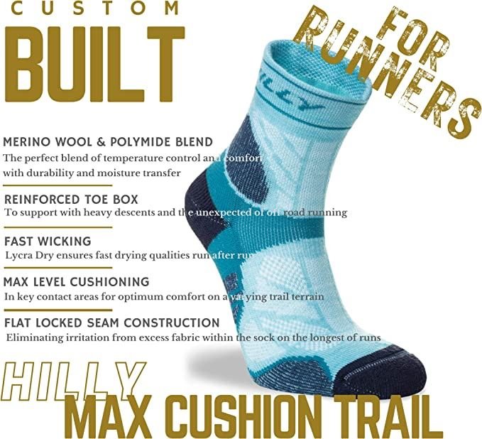 Hilly Trail Anklet Socks Mid Cushion Sports Running Pepper/Teal - 3 Pairs for 2Hilly