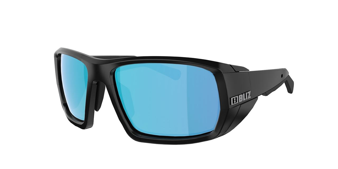 Bliz Peak Unisex Sunglasses Black Frame Brown Blue Lens