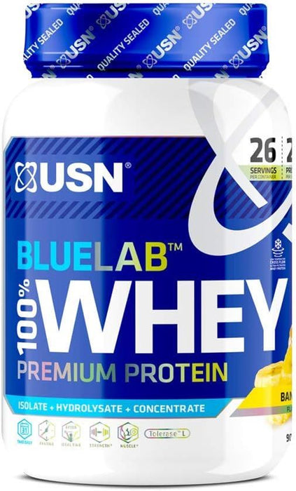 USN Blue Lab Whey Isolate Protein Powder Muscle Building Banana Shake - 908gUSN