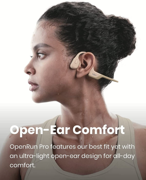 Shokz OpenRun Pro Headphones Open Ear Bone Conduction Wireless Headsets BeigeAfterShokz