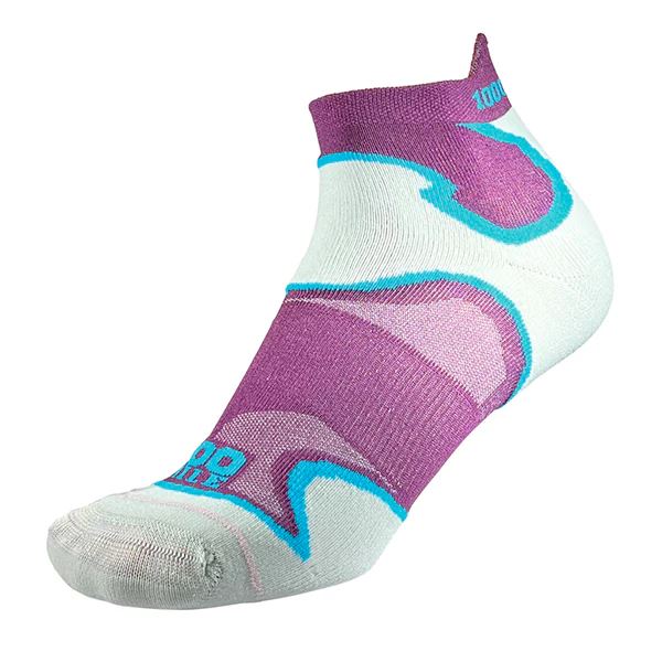 1000 Mile Fusion Double Layer Socklet Heel & Ankle Padding Purple/Kingfisher