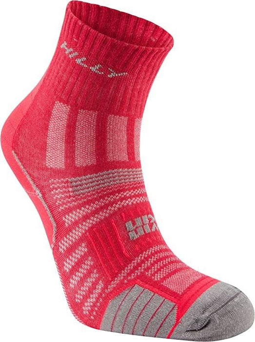 Hilly Womens Ankle Running Socks Twin Skin Cushioned - Magenta - 3 Pairs for 2Hilly