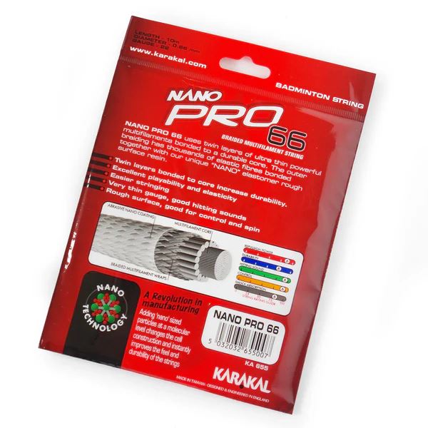 Karakal Nano Pro 66 Badminton Racket String – 0.66mm Power & Control 10M