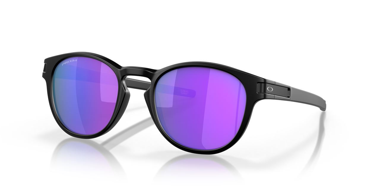 Oakley Latch Square Sunglasses Polarized Violet Lenses Matte Black Frame Driving