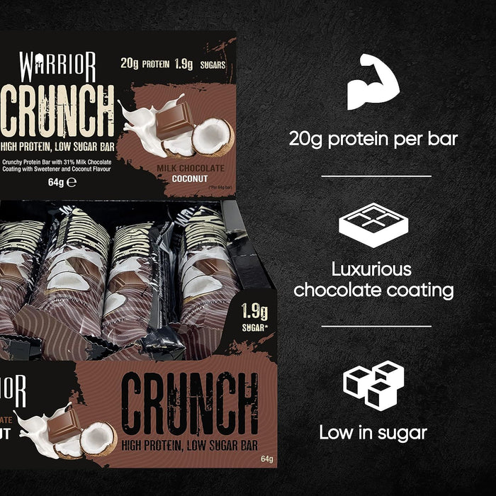 Warrior Crunch Bars High Protein Low Carbs Muscle Building Gym Training 12 x 64g