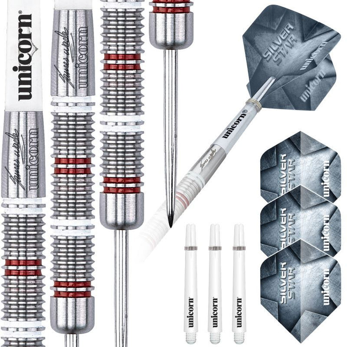 Unicorn James Wade Silver Star 80% Tungsten Steel Tip Darts 22/24g Natural